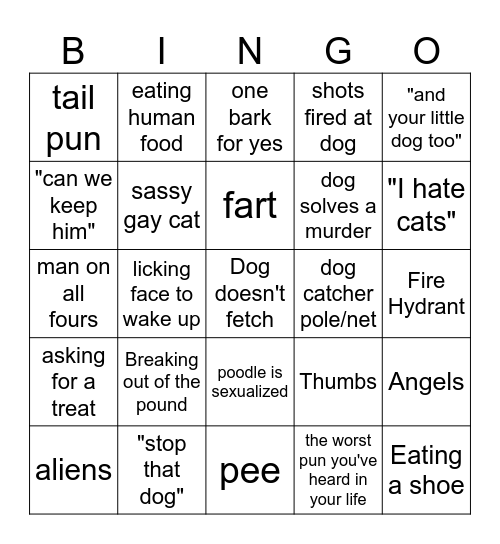 Talking Dog Movies Bingo Card