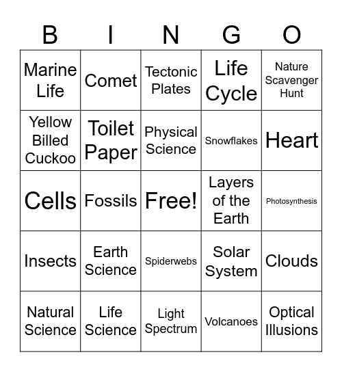 End of the Year Bingo Card