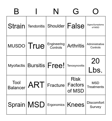 Ergo Bingo Card