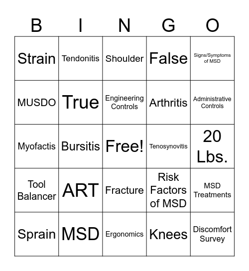 Ergo Bingo Card
