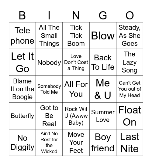 Game 1 - No Diggity, Just Bangers Bingo Card