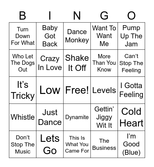 DANCE RD2 Bingo Card