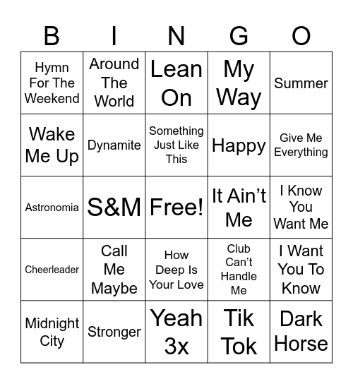 DANCE RD4 Bingo Card