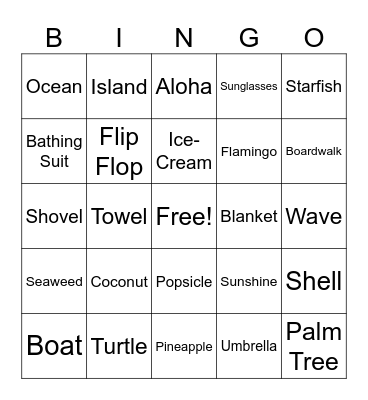 Beach Bingo Card