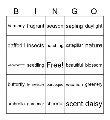 SPRING Bingo Card