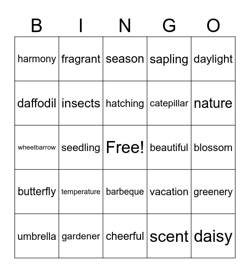 SPRING Bingo Card