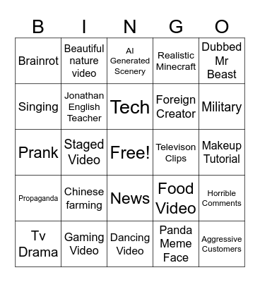 Kuaishou Bingo!!! Bingo Card