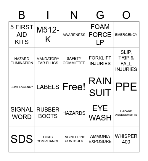 Safety 2026! Bingo Card