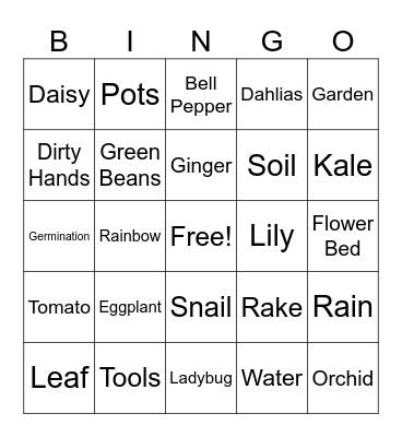 Garden Bingo Card