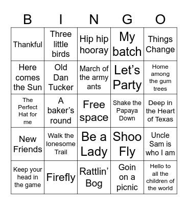 Music Class Bingo Card