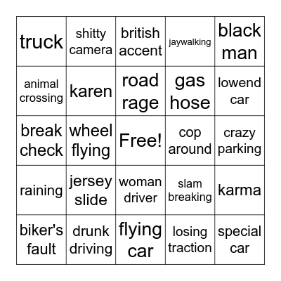 idiots in cars Bingo Card
