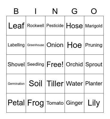 Garden Bingo Card