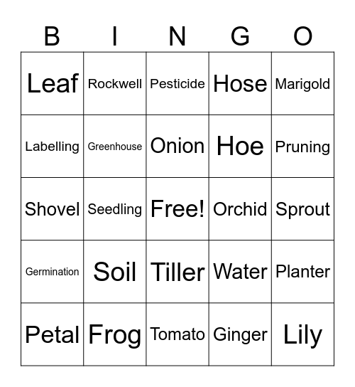Garden Bingo Card