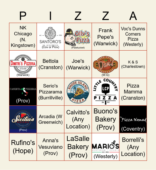 RI Pizza Bingo May-June 2026 Bingo Card
