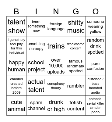 youtube recycle bin Bingo Card