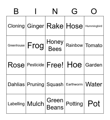 Garden Bingo Card