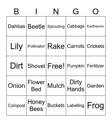 Garden Bingo Card