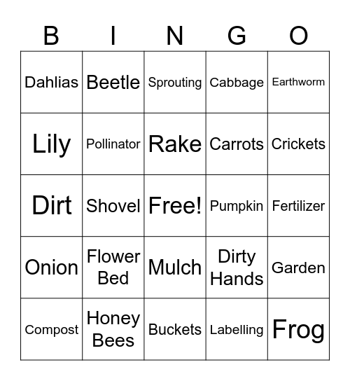 Garden Bingo Card