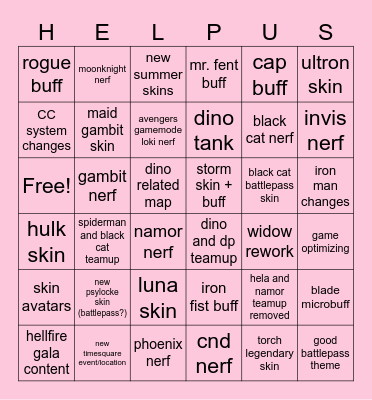 rivals bingo/help us Bingo Card