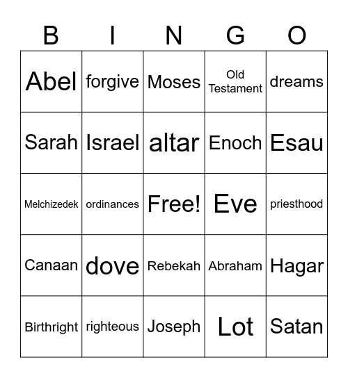 Old Testament BINGO Card