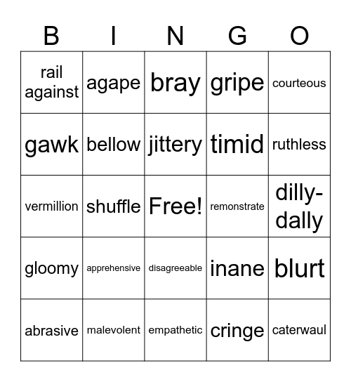 Instagrammar 2 Bingo Card