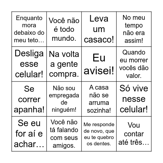 BINGO FRASES DA MÃE Bingo Card