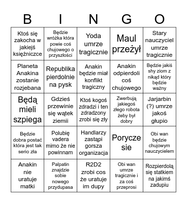 My star wars prediction bingo Card