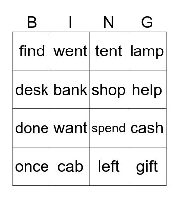 I Want It Bingo Card