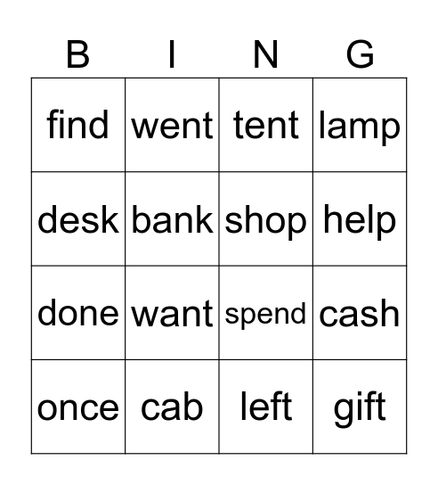 I Want It Bingo Card
