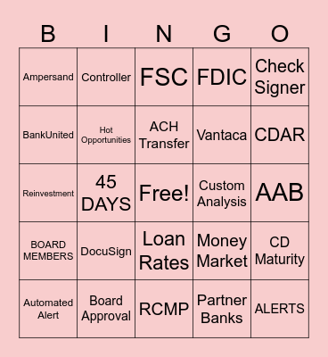 RESERVE CASH MANAGEMENT PROGRAM Bingo Card