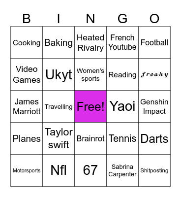 Kerstin's Bingo Card