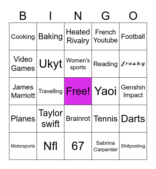 Kerstin's Bingo Card