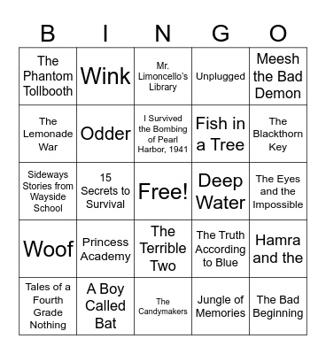 Battle of the Books Bingo Card