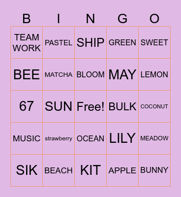 SIK BINGO Card