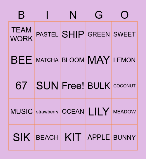 SIK BINGO Card
