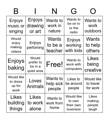 Careers Bingo Card