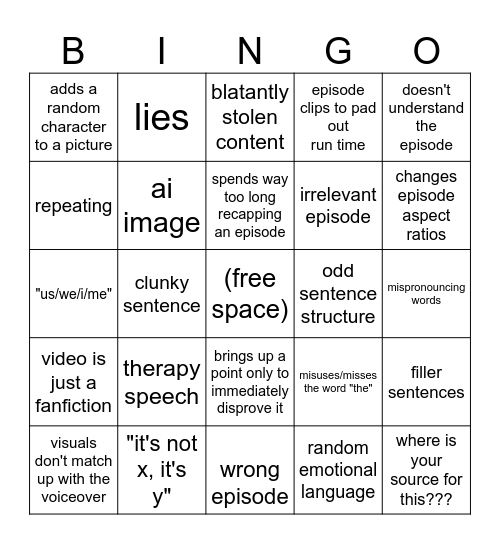 spongetruths bingo Card