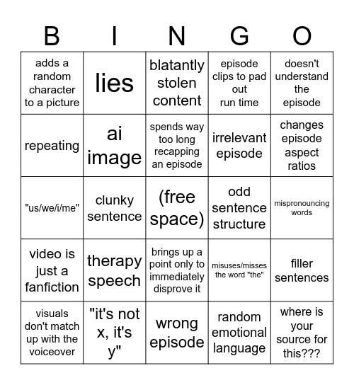 spongetruths bingo Card