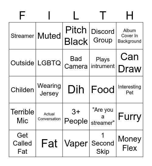 Omegle Bingo Card