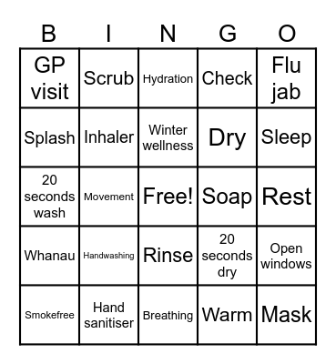 Winter Wellness Bingo Card