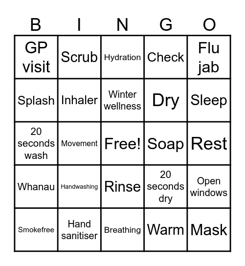 Winter Wellness Bingo Card