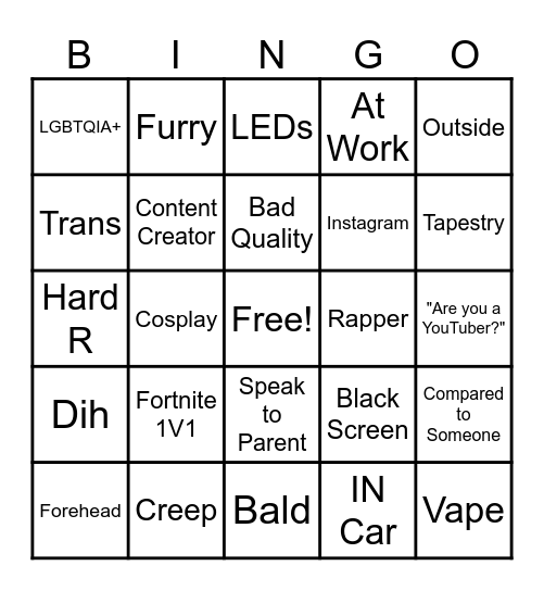 Omegle Bingo Card