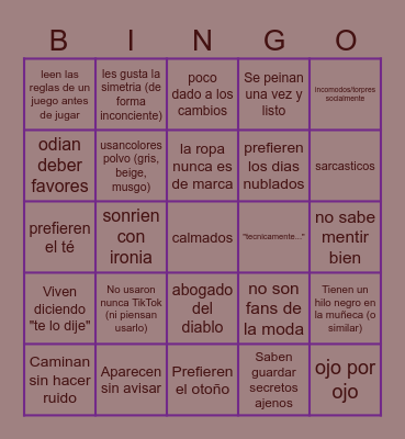 Nemesis pj bingo card Bingo Card