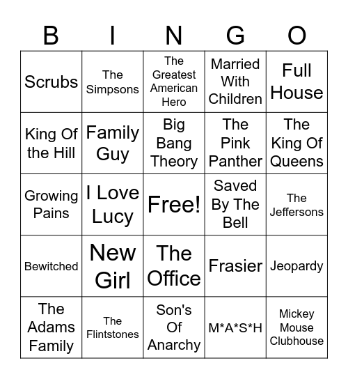 TV Show BINGO Card