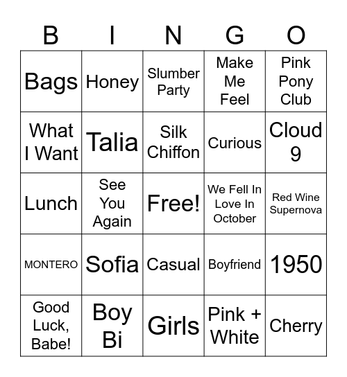 Queer Pop! Bingo Card