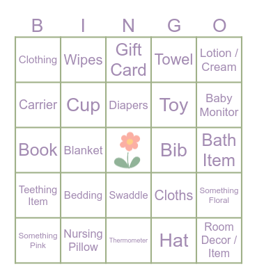 BABY SHOWER Bingo Card