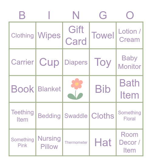 BABY SHOWER Bingo Card