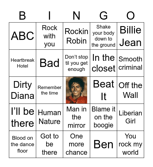 MICHAEL JACKSON Bingo Card