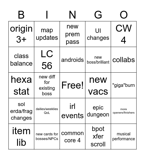 KMS Showcase Bingo Card