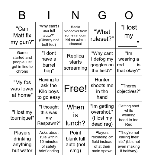 GAME Producer Bingo Card